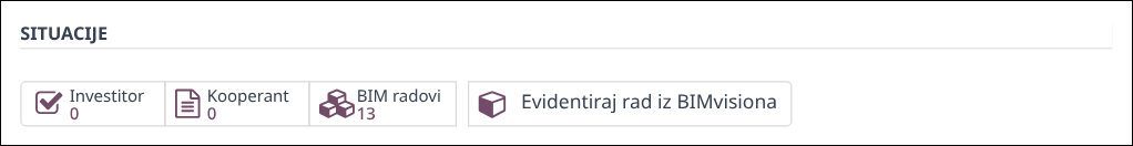 Gumbi BIM radovi i Evidentiraj rad iz BIMvisiona na Kartici troškovnika